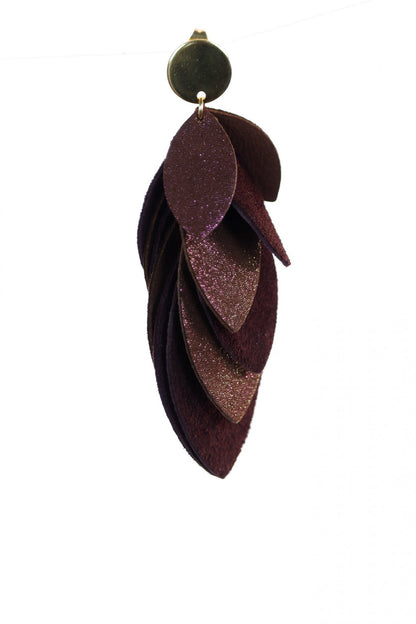 Cercei petale - Burgundy + sclipici