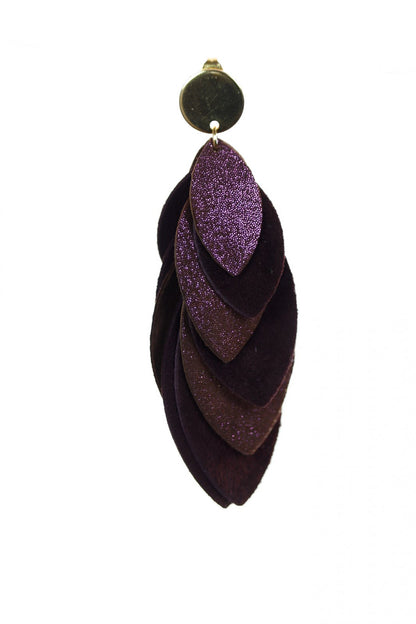 Cercei petale - Burgundy + sclipici