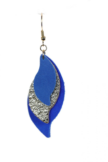 Cercei petale - Albastru + Argintiu