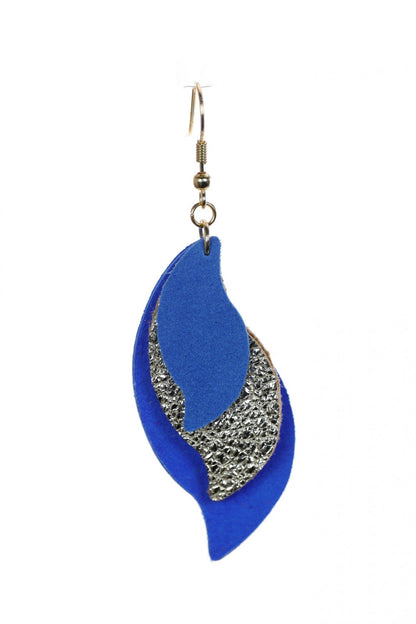 Cercei petale - Albastru + Argintiu