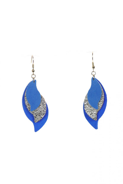 Cercei petale - Albastru + Argintiu