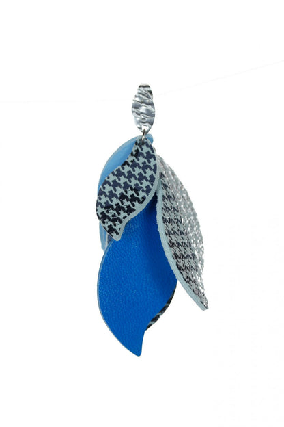 Cercei petale - Albastru + argintiu