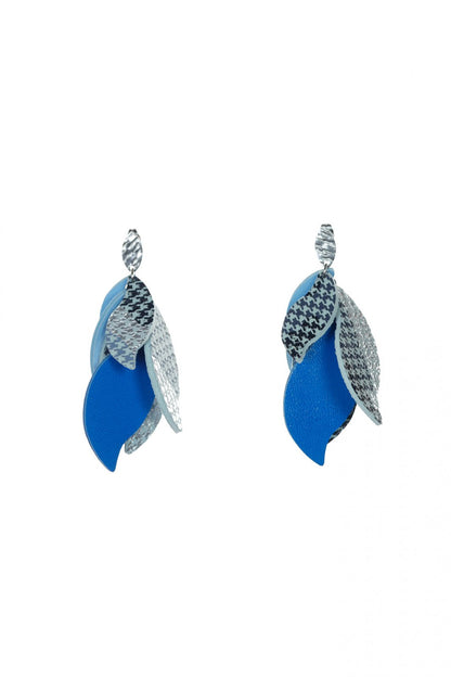 Cercei petale - Albastru + argintiu