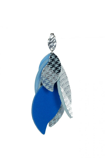 Cercei petale - Albastru + argintiu