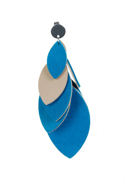 Cercei petale - Albastru + Bej