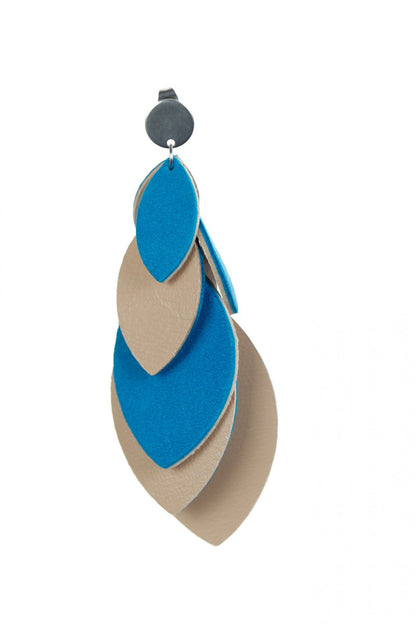Cercei petale - Albastru + Bej