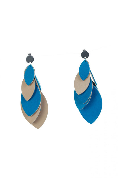 Cercei petale - Albastru + Bej