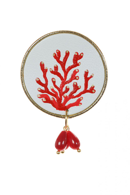 Cercei pictati manual - Coral rosu