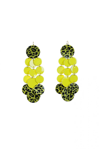 Cercei Confetti - Galben + Animal Print
