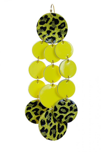 Cercei Confetti - Galben + Animal Print