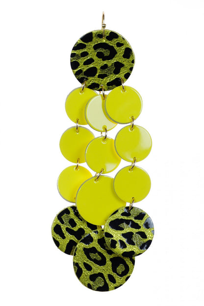Cercei Confetti - Galben + Animal Print