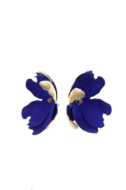 Cercei Soapte la ureche - Albastru electric + Auriu