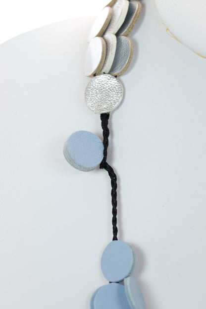 Colier cercuri - Albastru + Verde + Argintiu