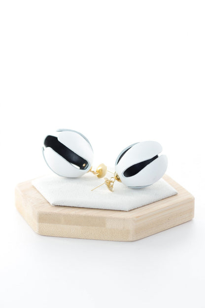 Set Colier reglabil + Cercei - Alb-Negru