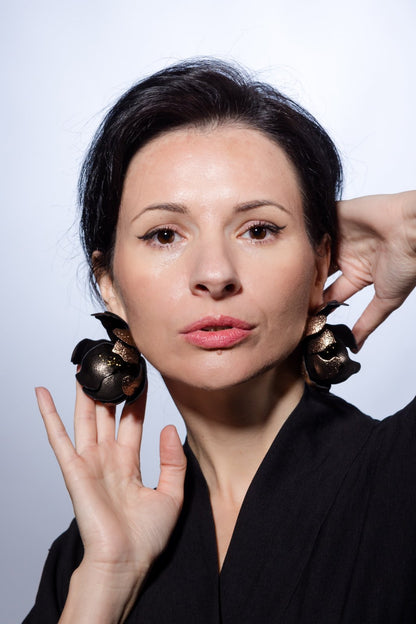 Cercei Soapte la urechi - Maro inchis + Bronz