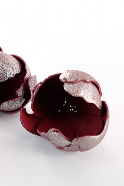 Cercei Soapte la urechi - Duo grena cu argintiu