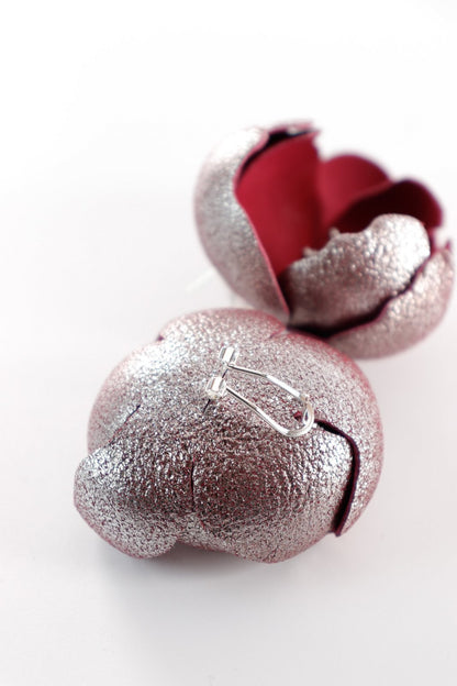 Cercei Soapte la urechi - Duo grena cu argintiu