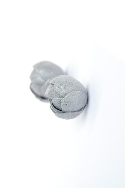 Cercei Trandafir - Gri cu sclipici