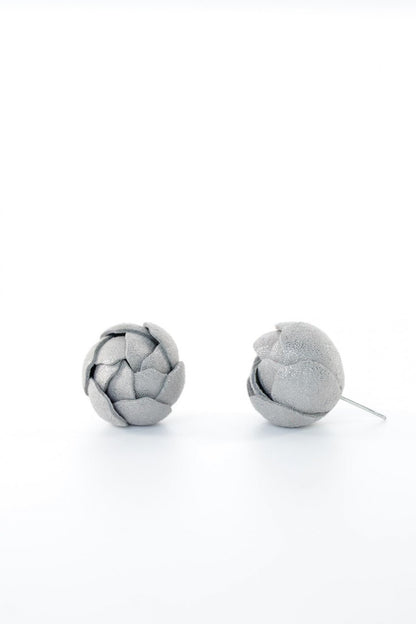 Cercei Trandafir - Gri cu sclipici