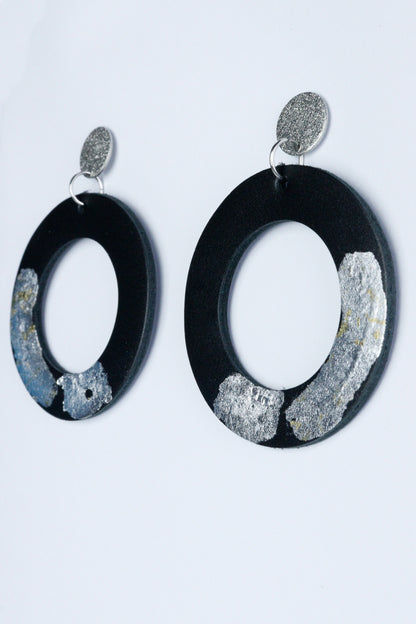 Cercei unicat cerc cu foite de aur aplicate