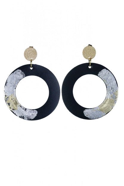 Cercei unicat cerc cu foite de aur aplicate