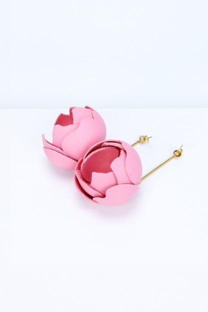 Cercei din piele - Roz pal