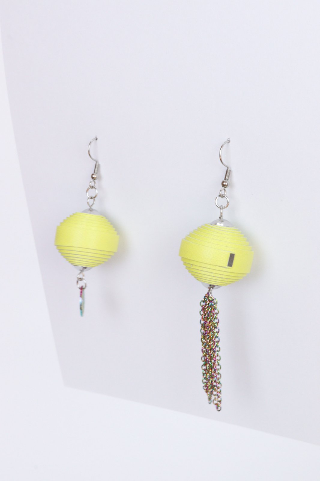 Unique asymmetrical Leatherbonbon earrings