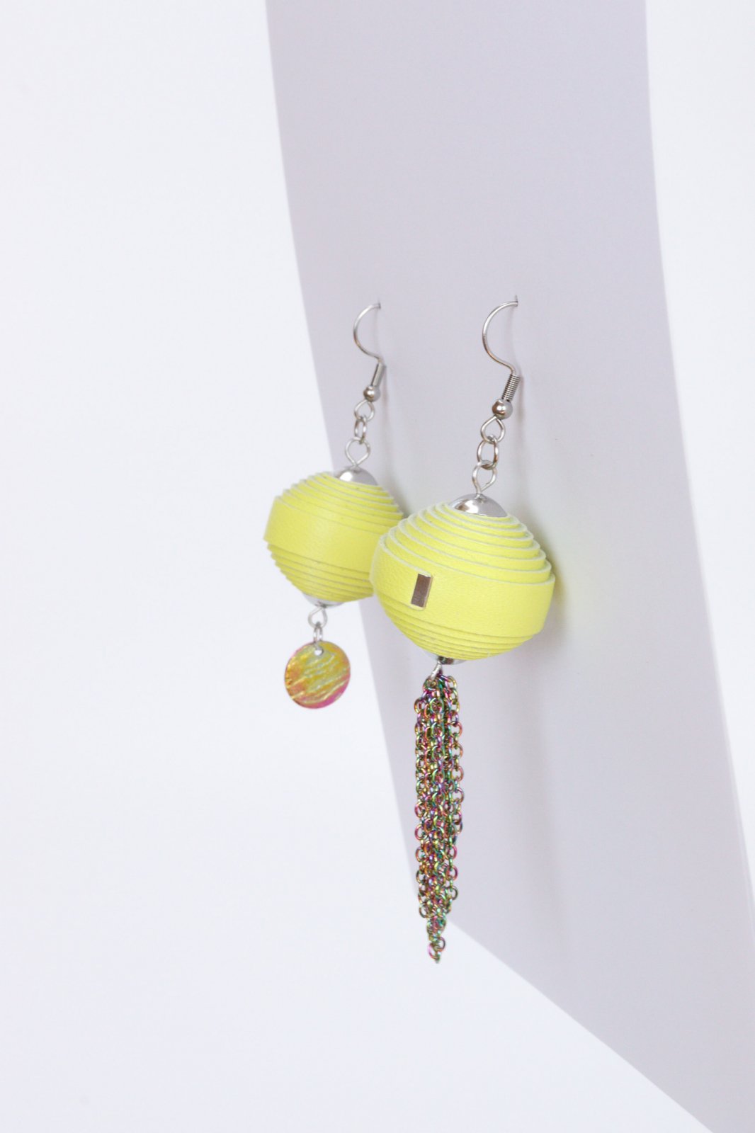 Unique asymmetrical Leatherbonbon earrings