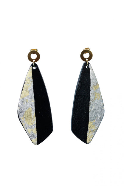 Cercei unicat cu foite de aur aplicate