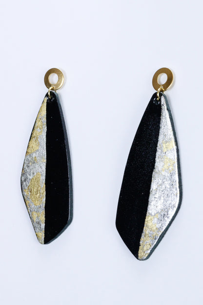 Cercei unicat cu foite de aur aplicate