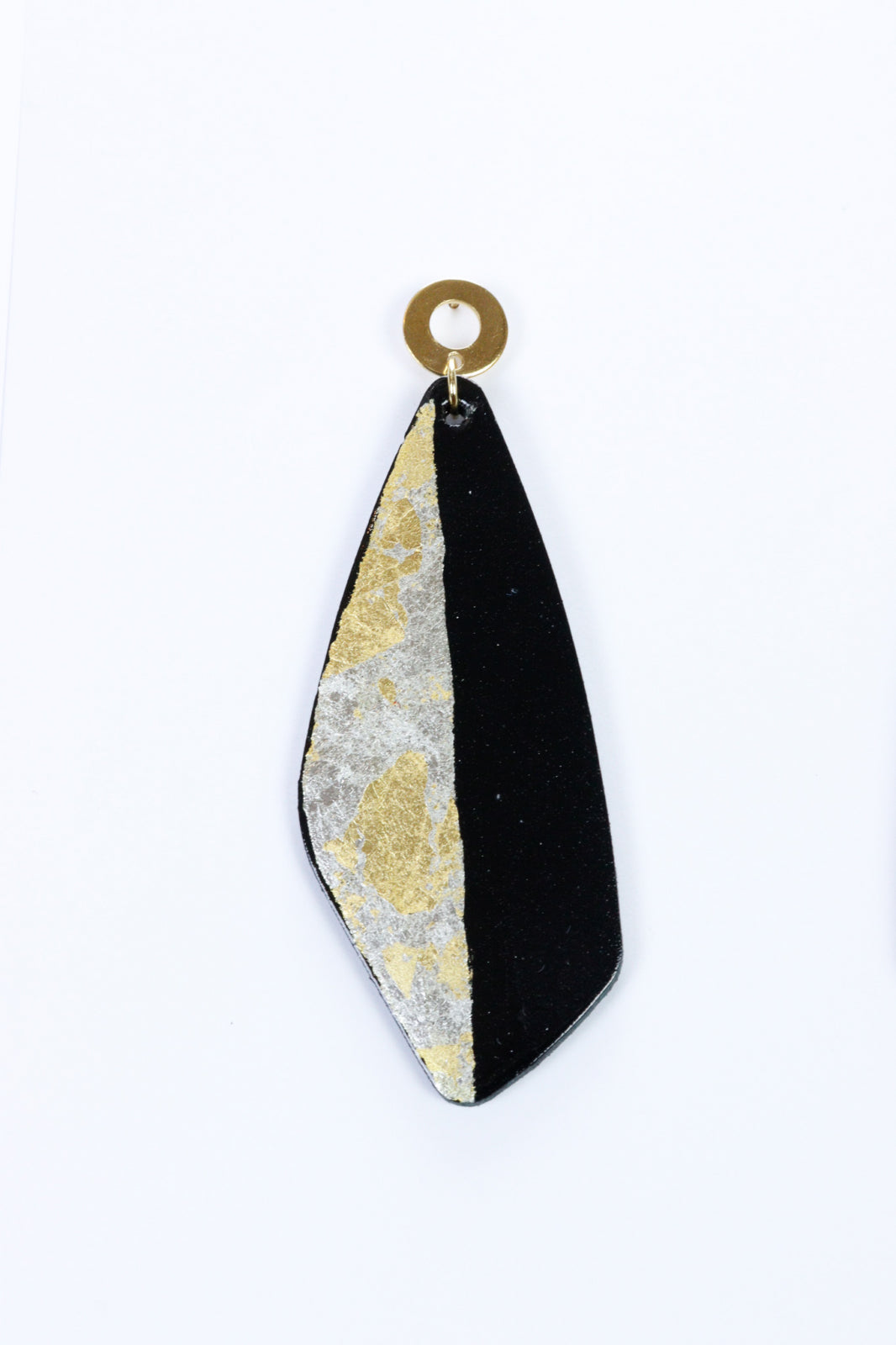 Unique earrings with applied gold leaf