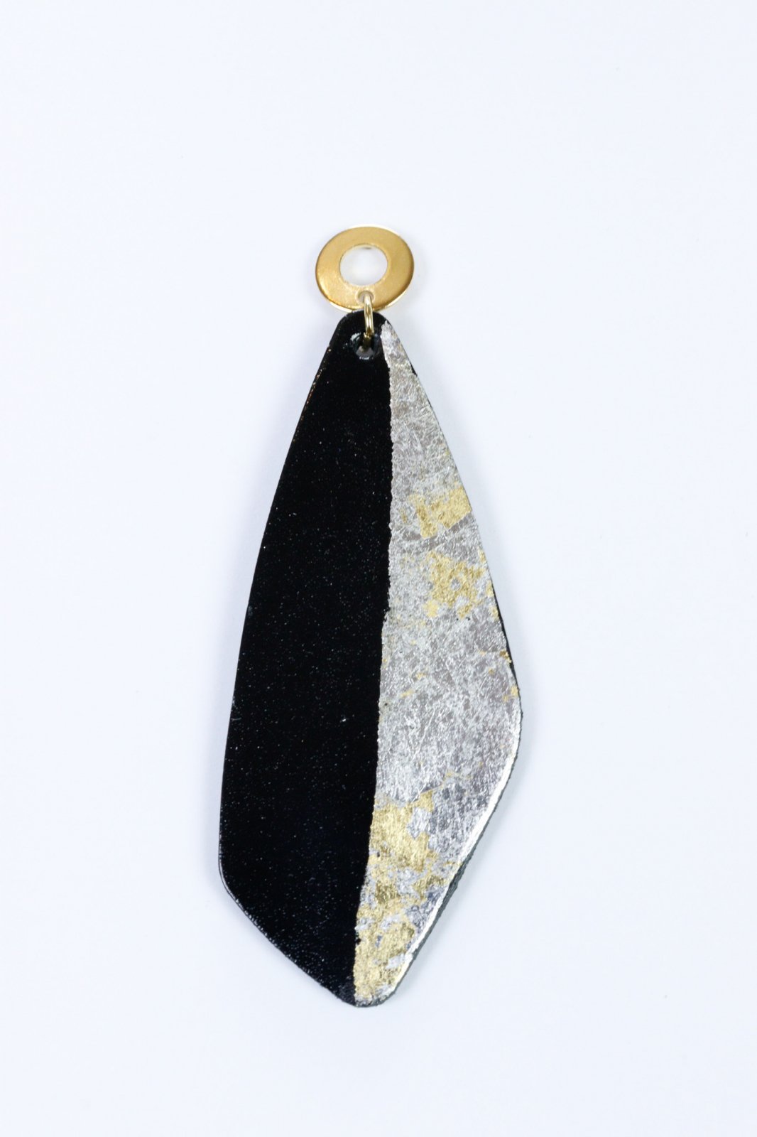Unique earrings with applied gold leaf