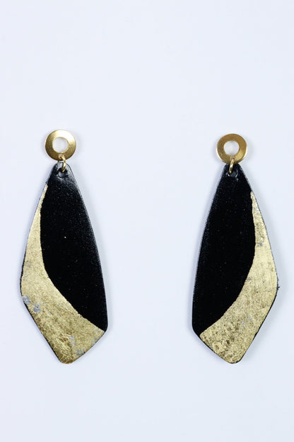 Cercei unicat cu foite de aur aplicate