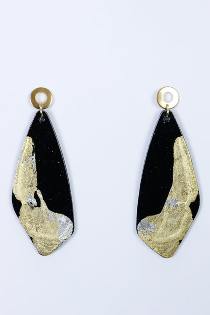 Cercei unicat cu foite de aur aplicate