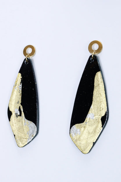 Cercei unicat cu foite de aur aplicate