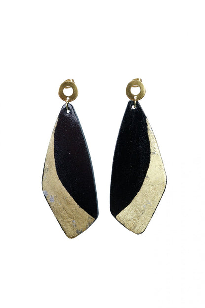 Cercei unicat cu foite de aur aplicate