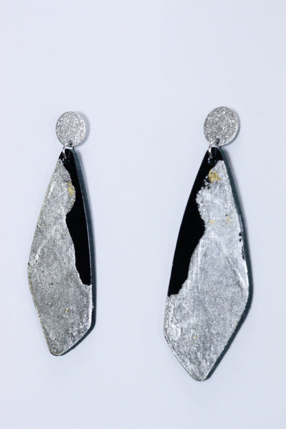 Cercei unicat cu foite de aur aplicate