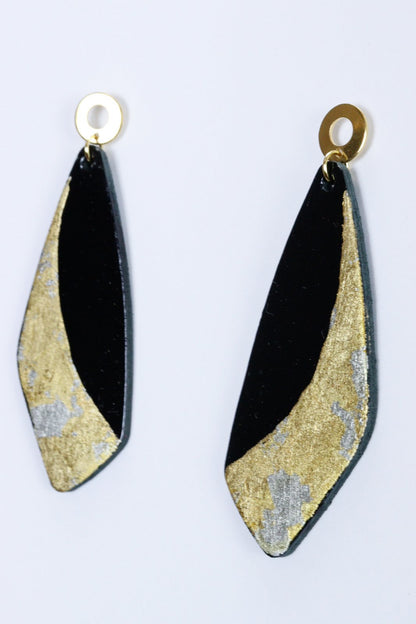 Cercei unicat cu foite de aur aplicate