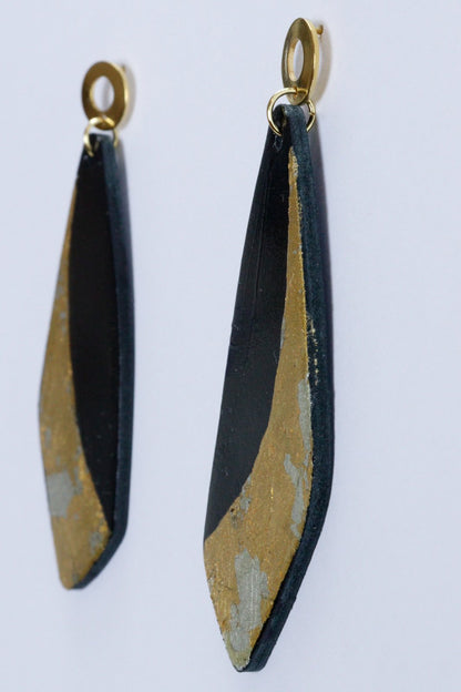 Cercei unicat cu foite de aur aplicate