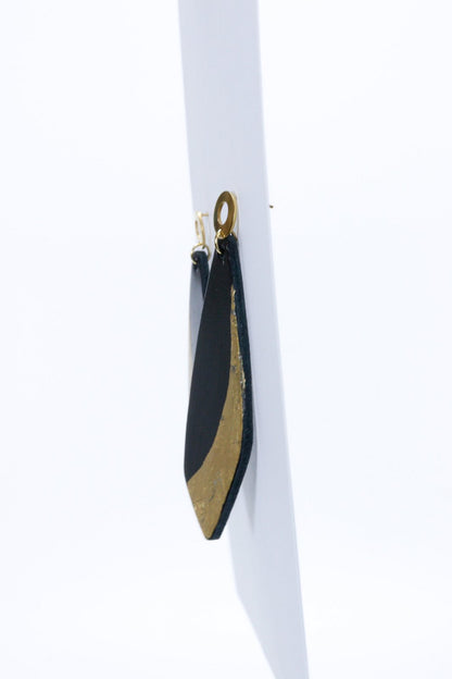 Cercei unicat cu foite de aur aplicate