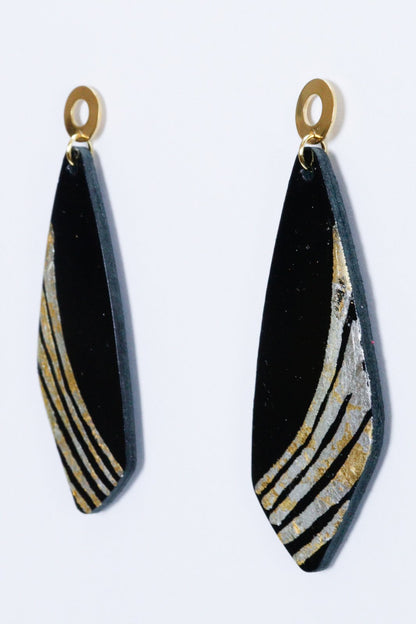 Cercei unicat cu foite de aur aplicate