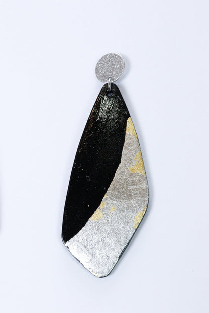 Cercei unicat cu foite de aur aplicate