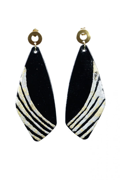 Cercei unicat cu foite de aur aplicate