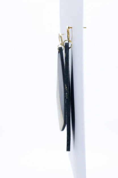 Cercei unicat cu foite de aur aplicate