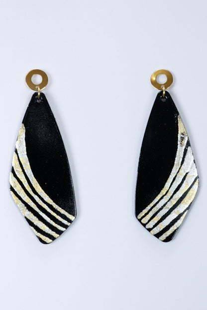 Cercei unicat cu foite de aur aplicate