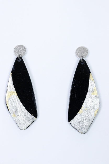 Cercei unicat cu foite de aur aplicate