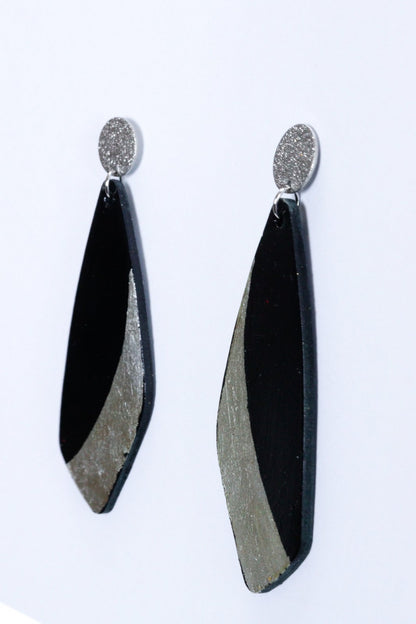 Cercei unicat cu foite de aur aplicate