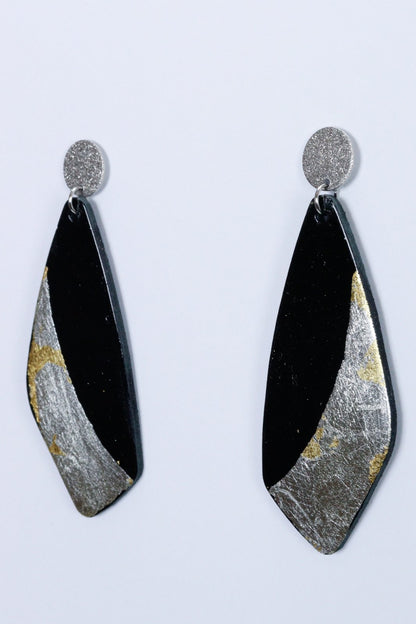 Cercei unicat cu foite de aur aplicate