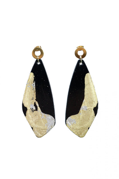 Cercei unicat cu foite de aur aplicate