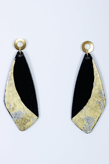 Cercei unicat cu foite de aur aplicate